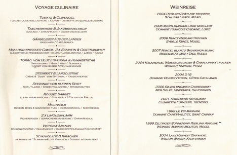 Our Menu and Corresponding Wines